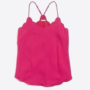 NWOT J Crew Hot Pink Tank Scalloped Trim Size 8